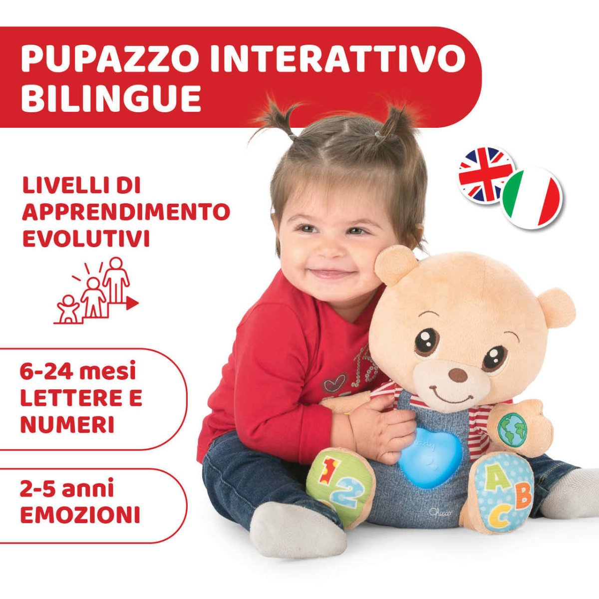Chicco Teddy Orso delle Emozioni Peluche Evolutivo 07947 - 8058664067374 - DarSaGiocattoli