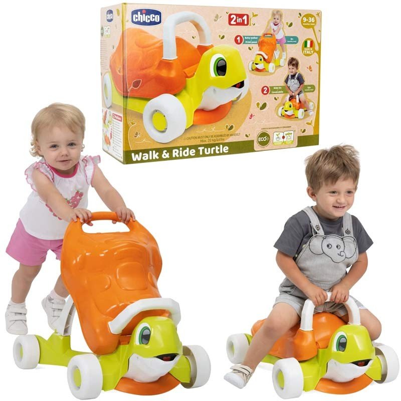 Chicco Walk&Ride Turtle Eco+ Primi Passi Cavalcabile 10181 - 8058664150052 - DarSaGiocattoli