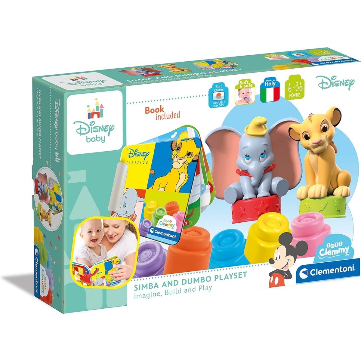 Clementoni 17817 Soft Clemmy Disney Simba & Dumbo Playset Costruzioni Prima Infanzia Mattoncini Morbidi - 8005125178179 - DarSaGiocattoli