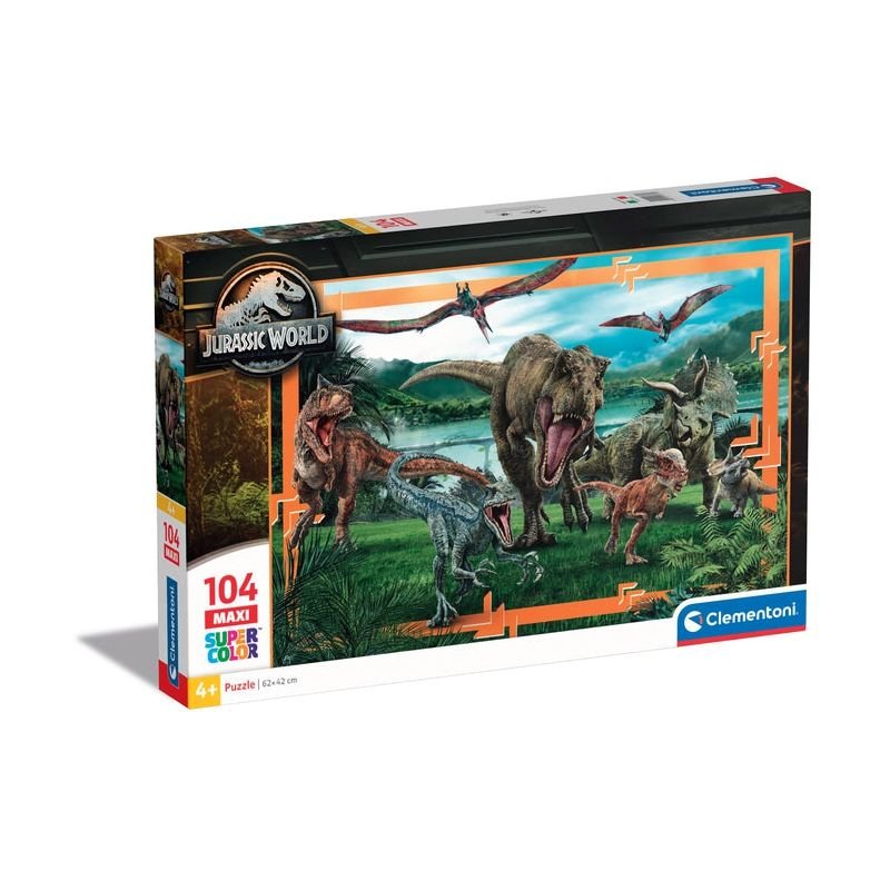 Clementoni Puzzle Jurassic World Supercolor World - 104 Pezzi 23770 - 8005125237708 - DarSaGiocattoli