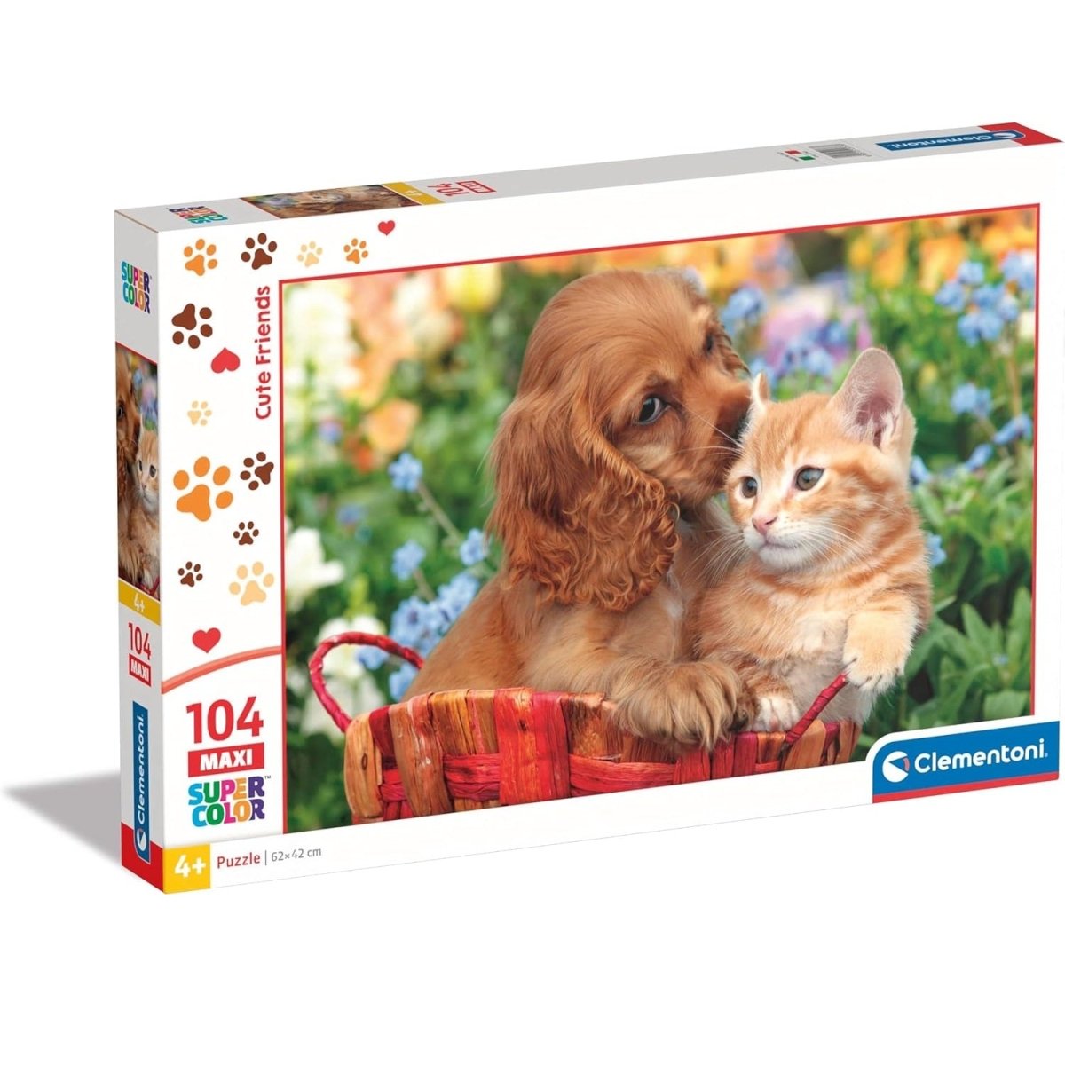 Clementoni Supercolor Cute Friends - 104 Maxi Pezzi Bambini 4 Anni Puzzle Animali Cane Gatto 25763 - 8005125257638 - DarSaGiocattoli