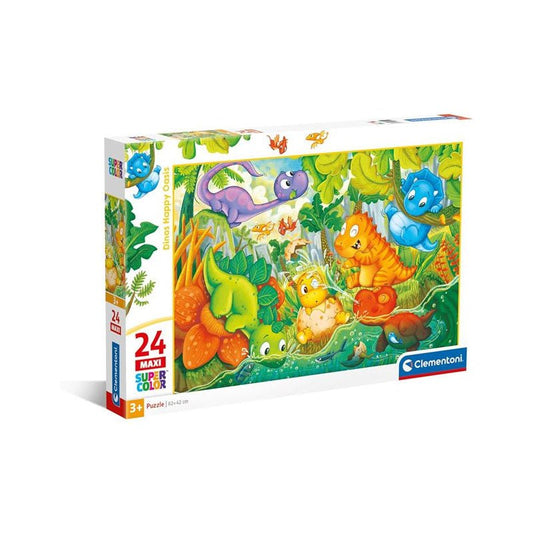 Clementoni Supercolor Dinos Happy Oasis - 24 Maxi Pezzi Puzzle Dinosauri 28524 - 8005125285242 - DarSaGiocattoli