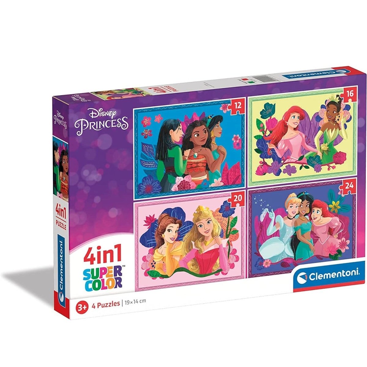 Clementoni Supercolor Disney Princess - 4 12 - 16 - 20 e 24 21517 - 8005125215171 - DarSaGiocattoli