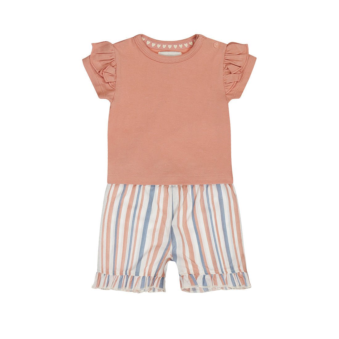 Completo Bambina 2 Pezzi Pantaloncini a Righe e T-Shirt Rosa Cotone Dirkje N58466 - 8720815588792 - DarSaGiocattoli