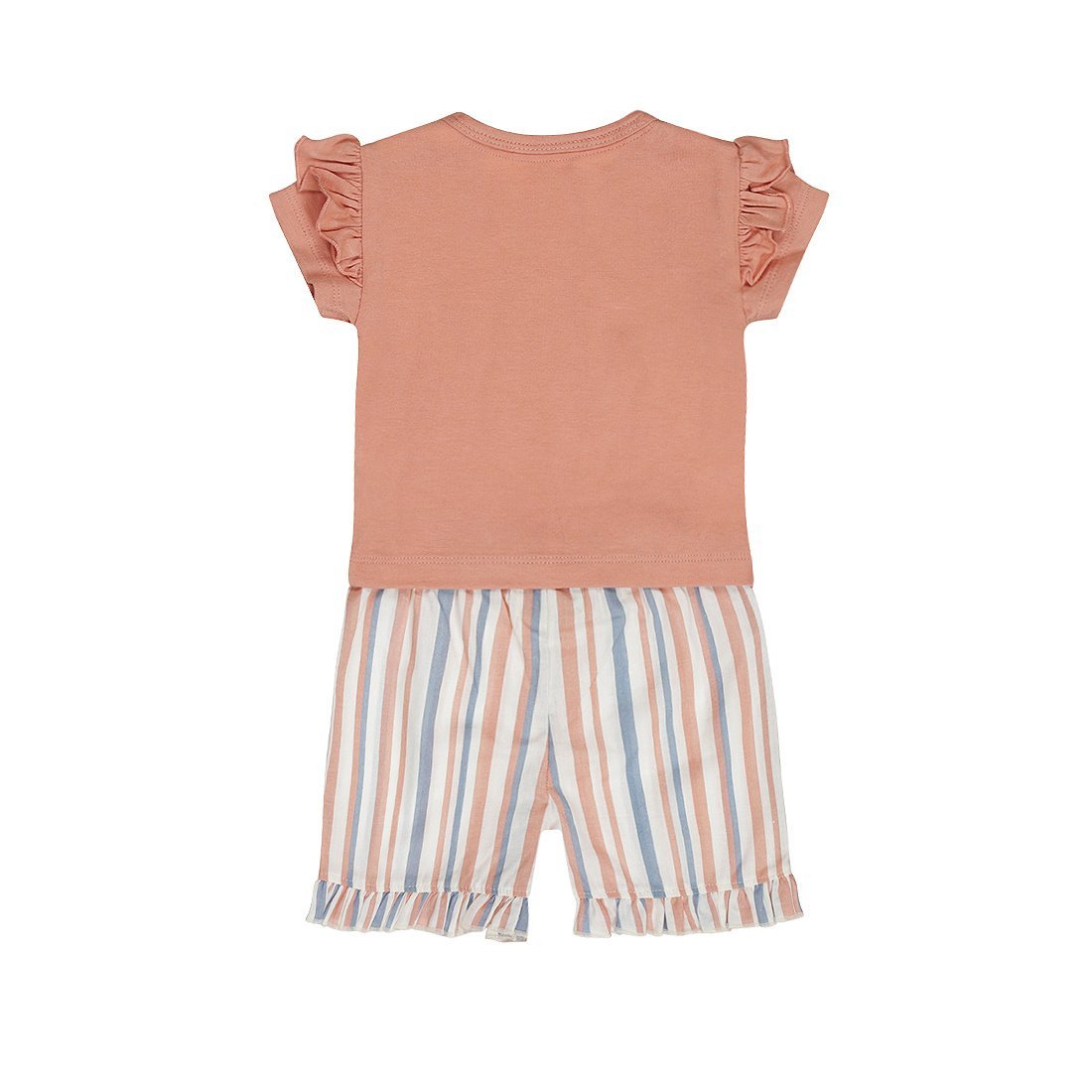 Completo Bambina 2 Pezzi Pantaloncini a Righe e T-Shirt Rosa Cotone Dirkje N58466 - 8720815588792 - DarSaGiocattoli