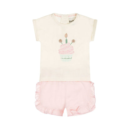 Completo Bambina 2 Pezzi Pantaloncini e T-Shirt Rosa Dirkje N58423 - 8720815587498 - DarSaGiocattoli