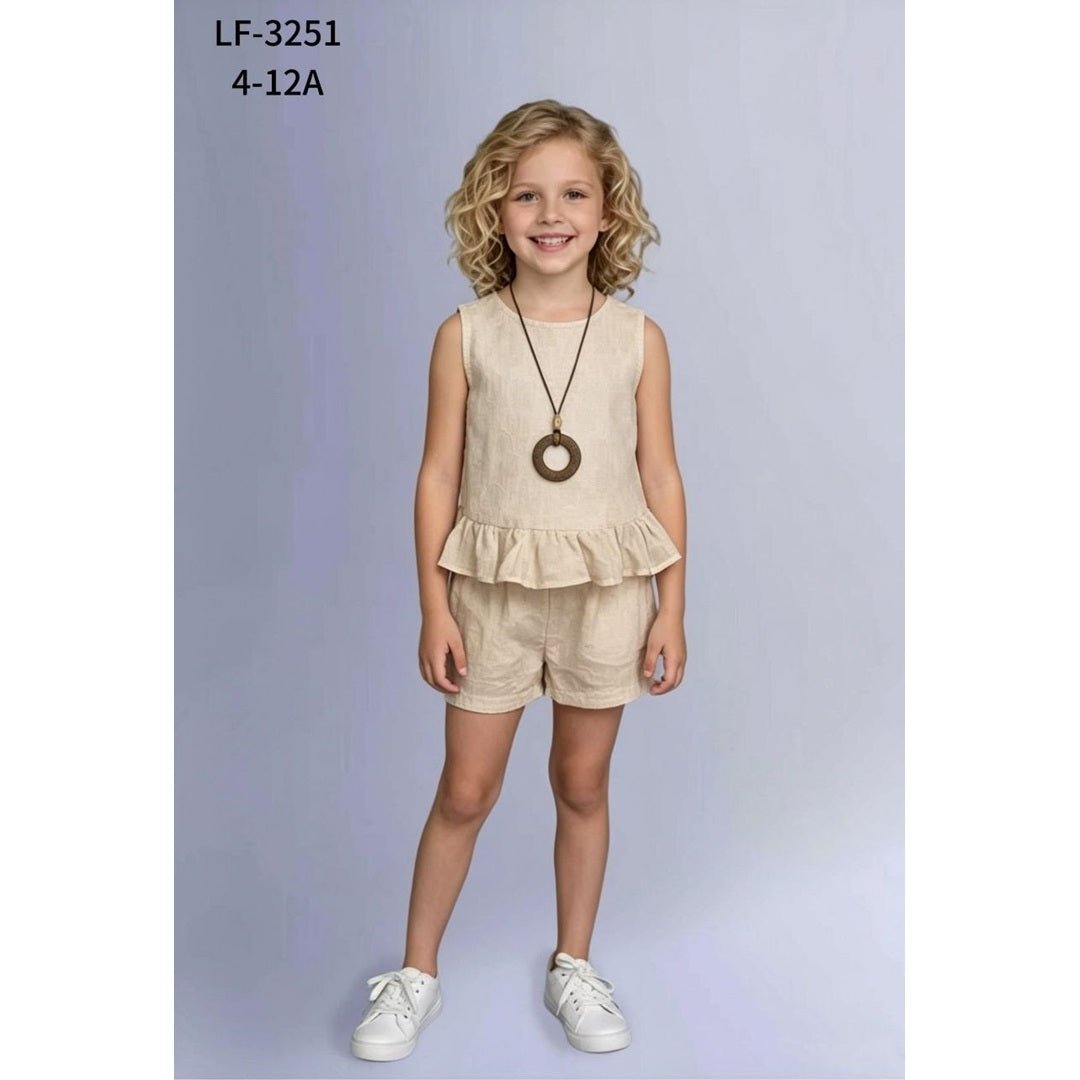 Completo Bambina 3 Pezzi Miss Image LF-3251 Con T-Shirt, Pantaloni e Ciondolo -  - DarSaGiocattoli