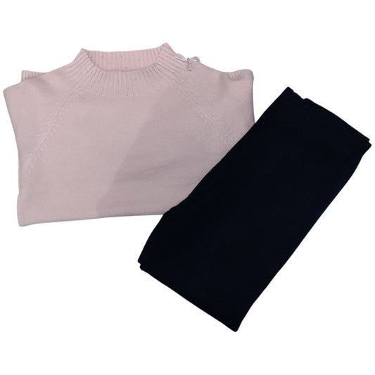 Completo Bambina Maglione Rosa Pantaloni Neri Gamba Larga Felpato Injuly AZ - 3016 - 1195750030168 - DarSaGiocattoli