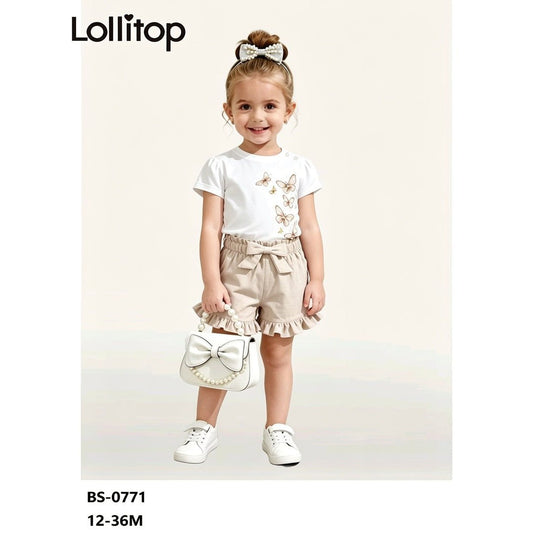Completo Bambina T - Shrirt e Pantaloncini 12 - 36 Mesi Lollitop BS - 0771 - 0288602607715 - DarSaGiocattoli