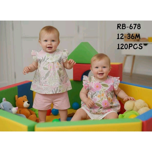 Completo Bambina T - Shrirt e Pantaloncini 12 - 36 Mesi Repanda RB - 678 -  - DarSaGiocattoli