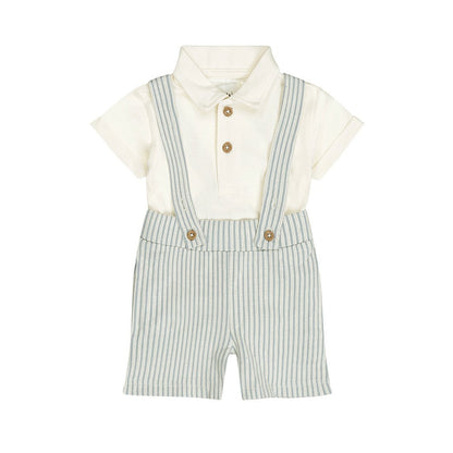 Completo Bambino 2 Pezzi Pantaloncini a Righe e Polo Bianca Dirkje N58556 - 8720815591259 - DarSaGiocattoli
