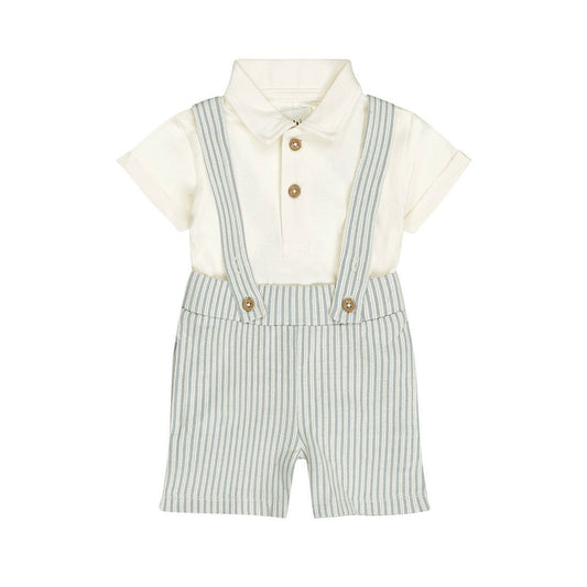 Completo Bambino 2 Pezzi Pantaloncini a Righe e Polo Bianca Dirkje N58556 - 8720815591259 - DarSaGiocattoli