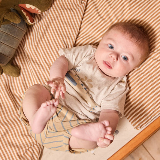 Completo Bambino 2 Pezzi Pantaloncini a Righe e T-Shirt Bianca Dirkje N58551 - 8720815590849 - DarSaGiocattoli