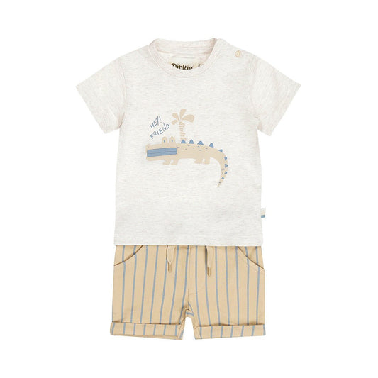 Completo Bambino 2 Pezzi Pantaloncini a Righe e T-Shirt Bianca Dirkje N58551 - 8720815590849 - DarSaGiocattoli