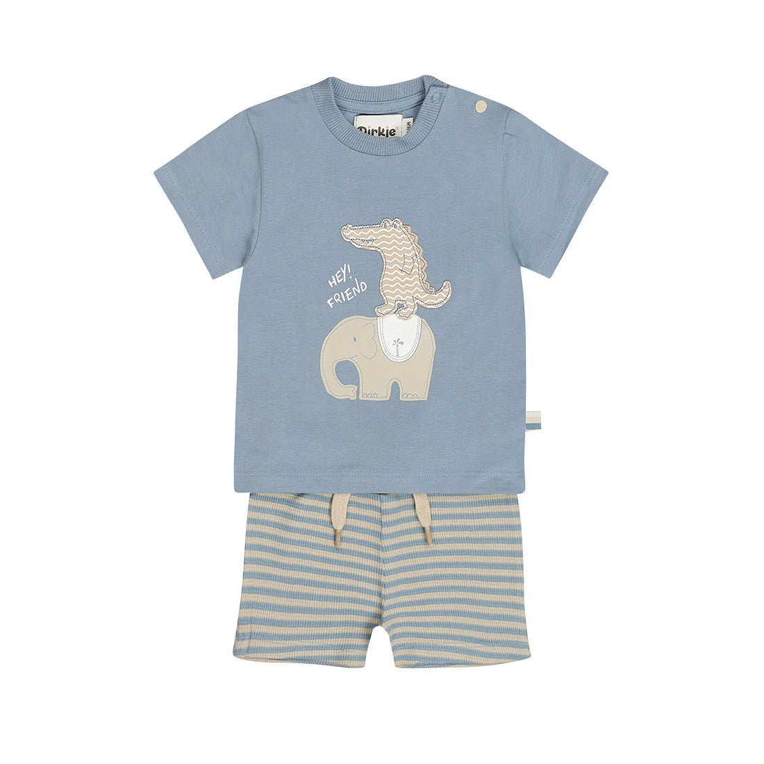Completo Bambino 2 Pezzi Pantaloncini a Righe e T-Shirt Celeste Dirkje N58552 - 8720815590955 - DarSaGiocattoli