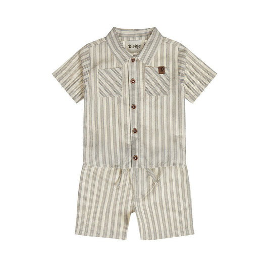 Completo Bambino 2 Pezzi Pantaloncini e Camicia Bianco a Righe Dirkje N58673 - 8720815596308 - DarSaGiocattoli