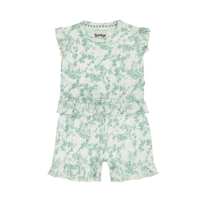 Completo Neonata 2 Pezzi Pantaloncini e T-Shirt Bianco Con Fiori Dirkje N58380 - 8720815585838 - DarSaGiocattoli