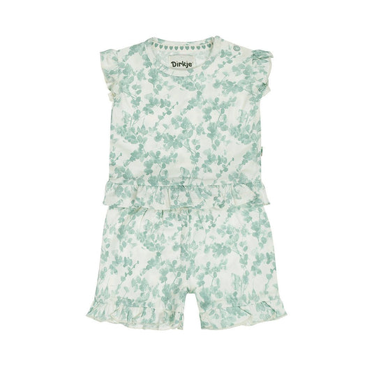 Completo Neonata 2 Pezzi Pantaloncini e T-Shirt Bianco Con Fiori Dirkje N58380 - 8720815585838 - DarSaGiocattoli