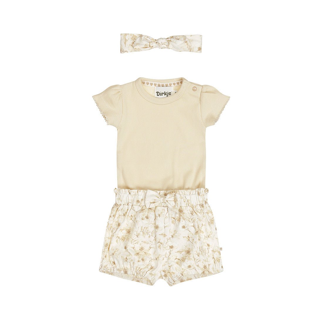 Completo Neonata 3 Pezzi Body Pantaloncini e Fascia Per Capelli Dirkje N58341 - 8720815584015 - DarSaGiocattoli