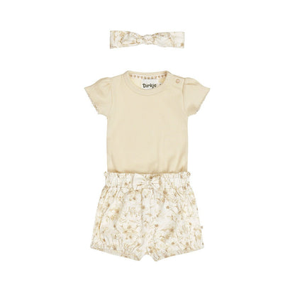 Completo Neonata 3 Pezzi Body Pantaloncini e Fascia Per Capelli Dirkje N58341 - 8720815584015 - DarSaGiocattoli