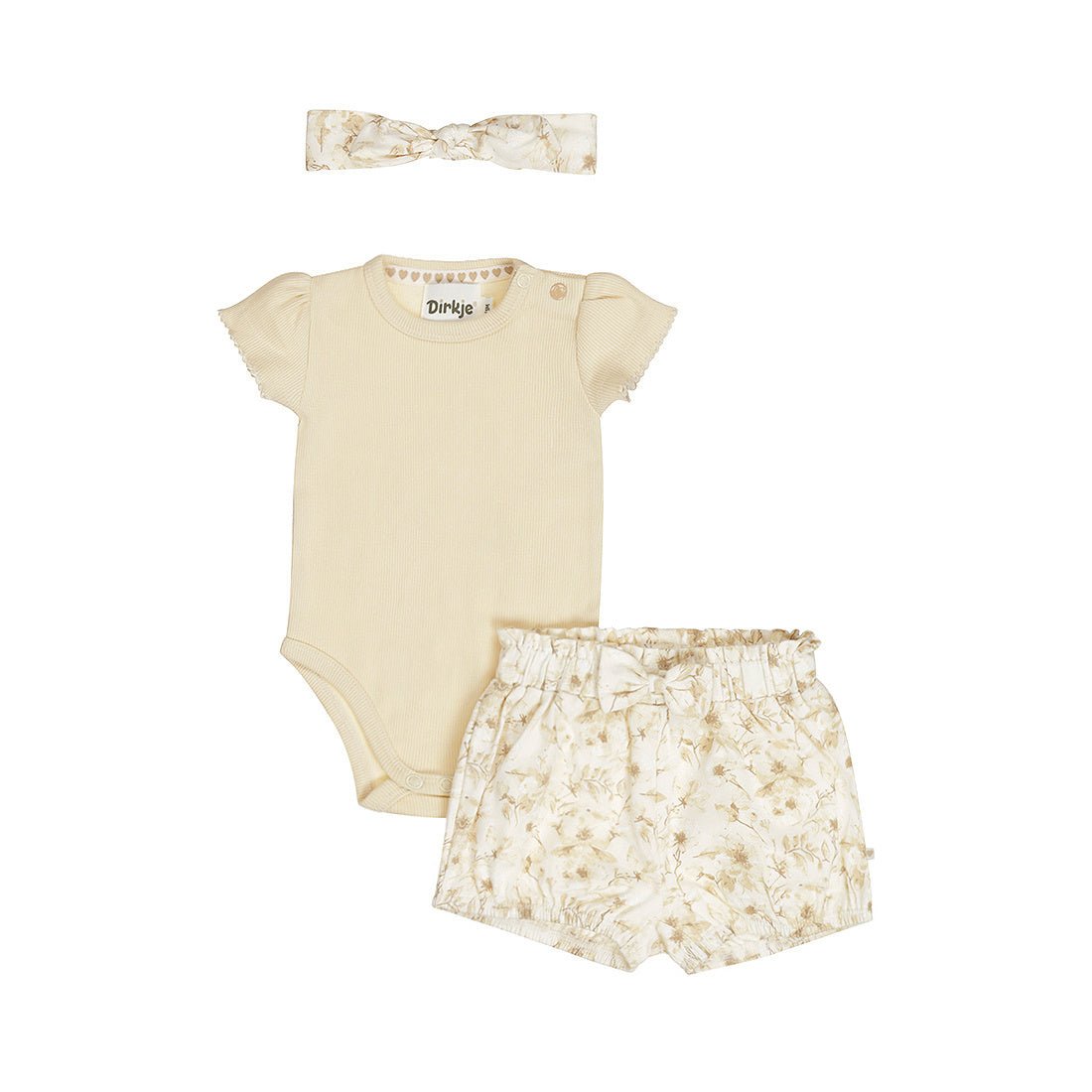 Completo Neonata 3 Pezzi Body Pantaloncini e Fascia Per Capelli Dirkje N58341 - 8720815584015 - DarSaGiocattoli