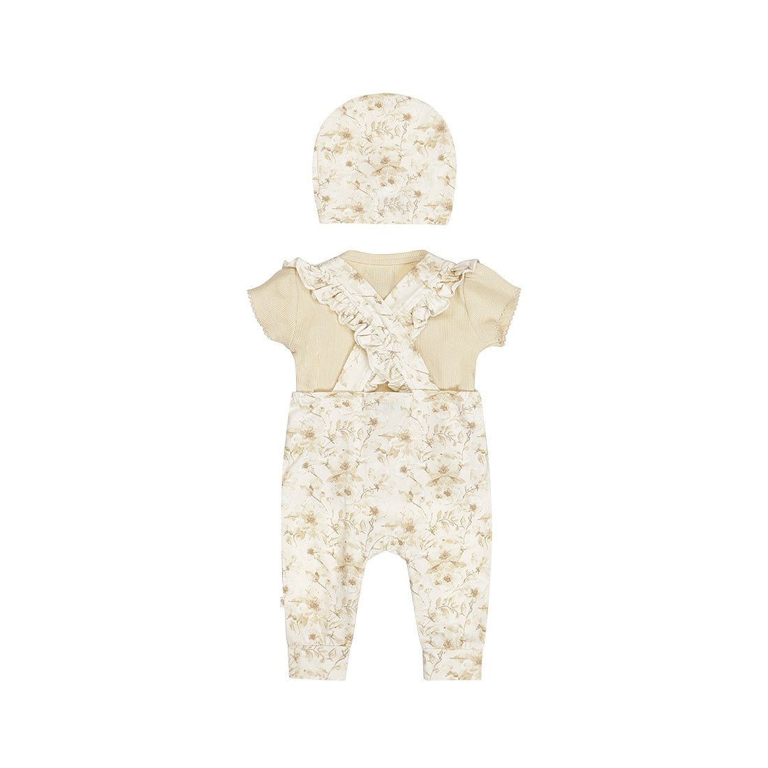 Completo Neonata 3 Pezzi Camicia Salopette e Cappello Bianco Dirkje N58340 - 8720815583957 - DarSaGiocattoli