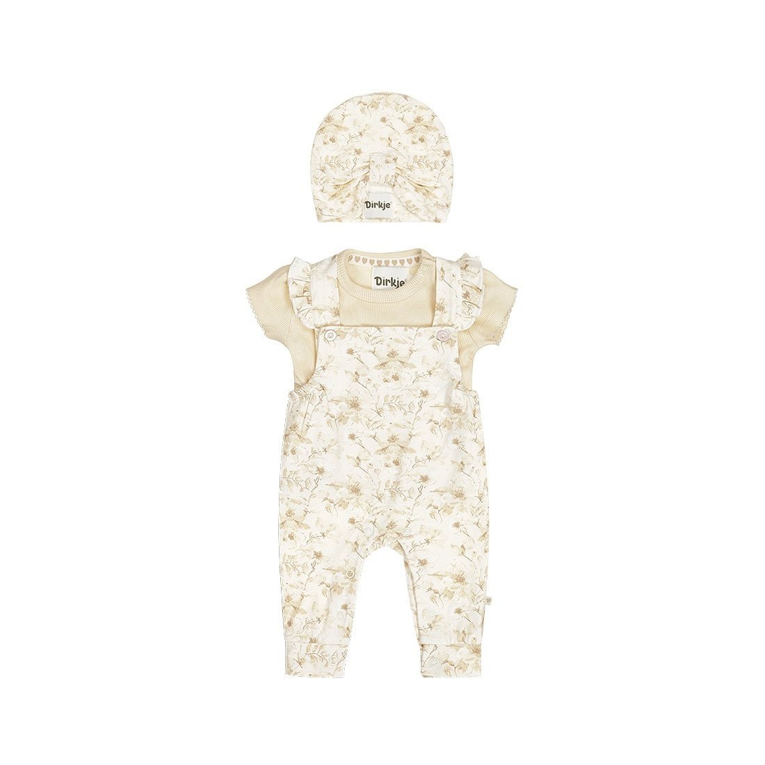 Completo Neonata 3 Pezzi Camicia Salopette e Cappello Bianco Dirkje N58340 - 8720815583957 - DarSaGiocattoli