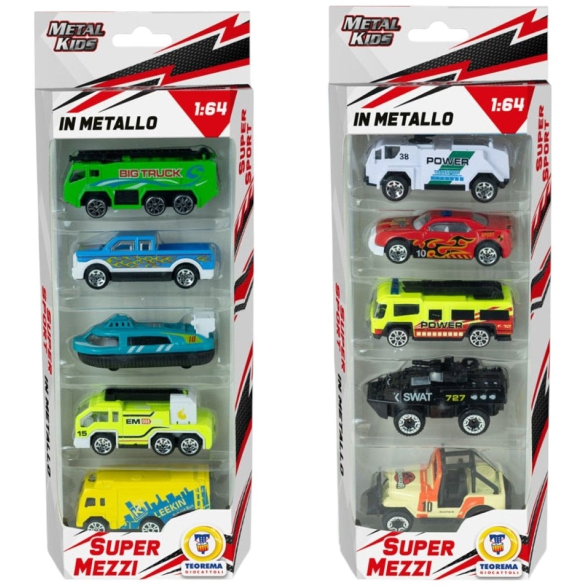 Confezione Auto In Metallo 5 Mezzi Assortiti 1:64 Teorema 80215 - 8017967802150 - DarSaGiocattoli
