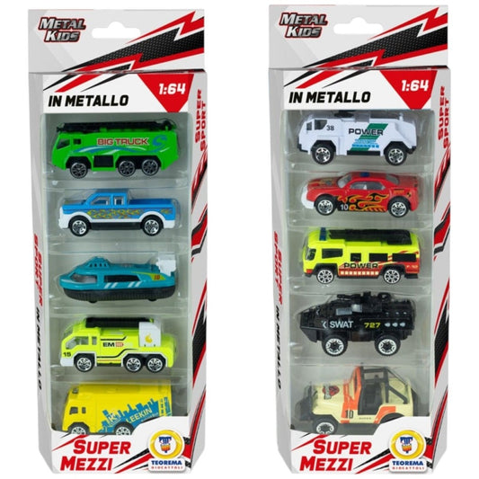 Confezione Auto In Metallo 5 Mezzi Assortiti 1:64 Teorema 80215 - 8017967802150 - DarSaGiocattoli