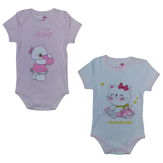 Coppia Di Body Neonata In Cotone Rosa e Bianco Repanda RP - GS2106 -  - DarSaGiocattoli