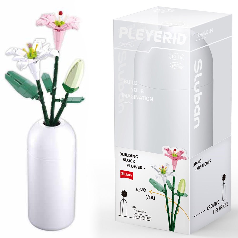 Costruzioni Fiore Giglio con Vaso Compatibili Lego Sluban 000107 - 6938242961114 - DarSaGiocattoli