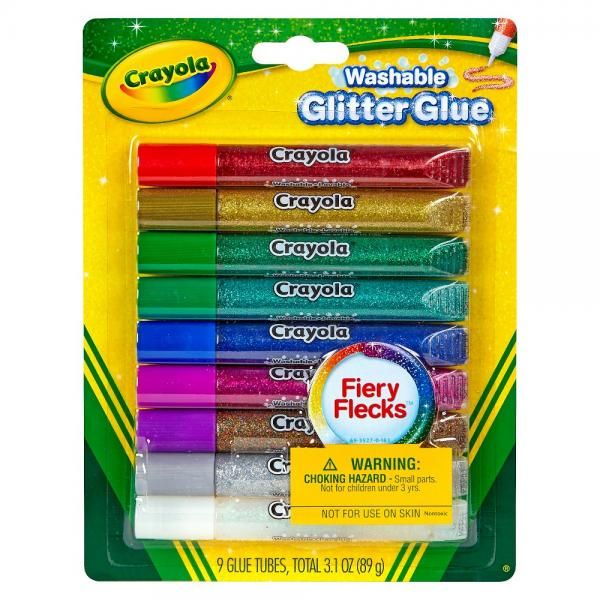 CRAYOLA 69 3527 Colle Glitter Lavabili 9 Pezzi - 0071662035273 - DarSaGiocattoli