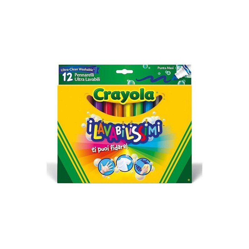 CRAYOLA I Lavabilissimi Pennarelli Ultra - Lavabili Punta Maxi 12 Pezzo 58 - 8329 - 0071662083298 - DarSaGiocattoli