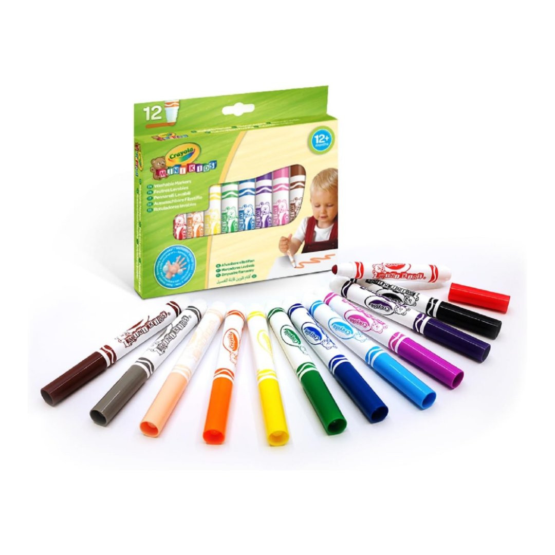 CRAYOLA Mini Kids Pennarelli Lavabili Punta Arrotondata 12 Pezzi 8325 - 5010065083257 - DarSaGiocattoli