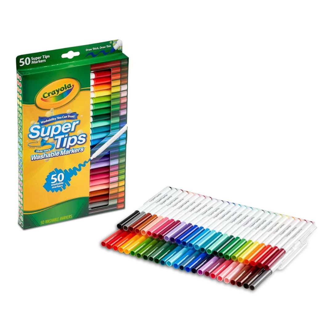 CRAYOLA Super Tips Pennarelli Lavabili a Punta Media 50 Pezzi 7555 - 5010065075559 - DarSaGiocattoli