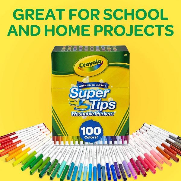 Crayola Super Tips Pennarelli Lavabili a Punta Media Confezione da 100 Pezzi 58 - 5100 - 0071662951009 - DarSaGiocattoli