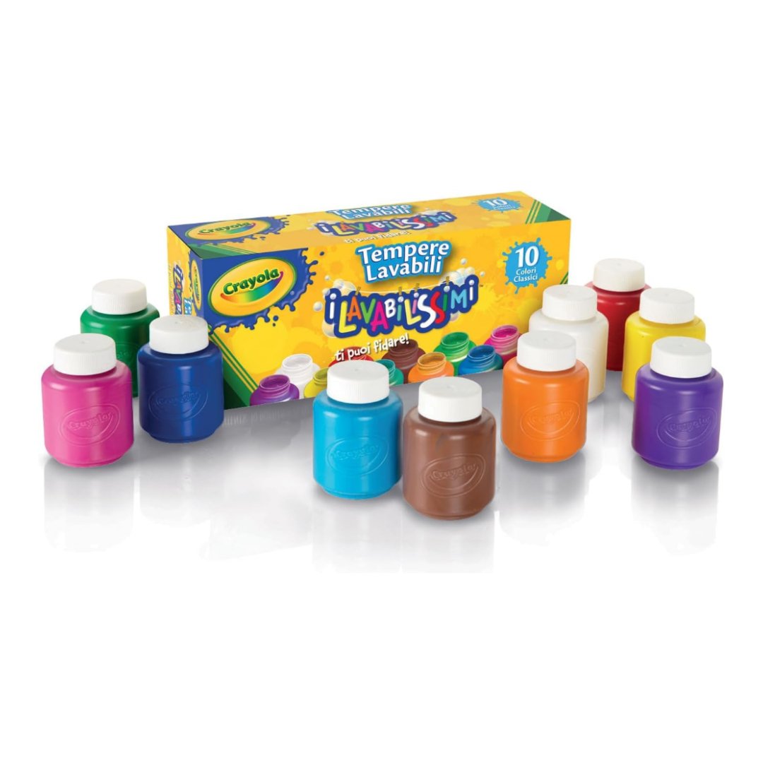 Crayola Tempere Lavabili per Bambini 10 Barattolini 54 - 1205 - 0071662112059 - DarSaGiocattoli