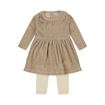 Dirkje Completo Bambina Con Vestito a Pois e Leggings Beige O56343 - 8720815502293 - DarSaGiocattoli