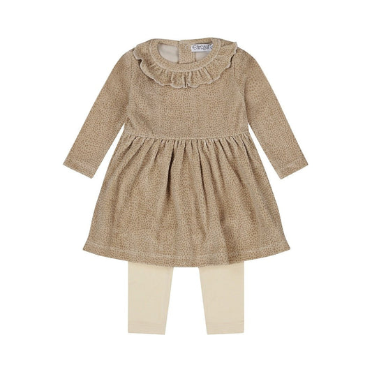 Dirkje Completo Bambina Con Vestito a Pois e Leggings Beige O56343 - 8720815502293 - DarSaGiocattoli