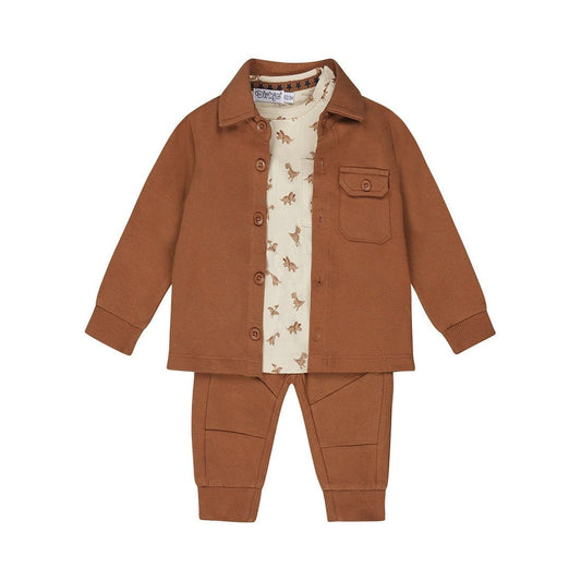 Dirkje completo bambino con camicia camicetta pantaloni marrone scuro dinosauro - 8720815341427 - DarSaGiocattoli