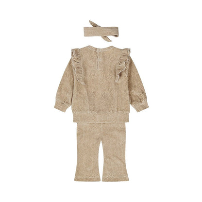 Dirkje Completo Neonata 3 Pezzi Maglia, Pantaloni e Fascia Beige O56342 - 8720815502187 - DarSaGiocattoli