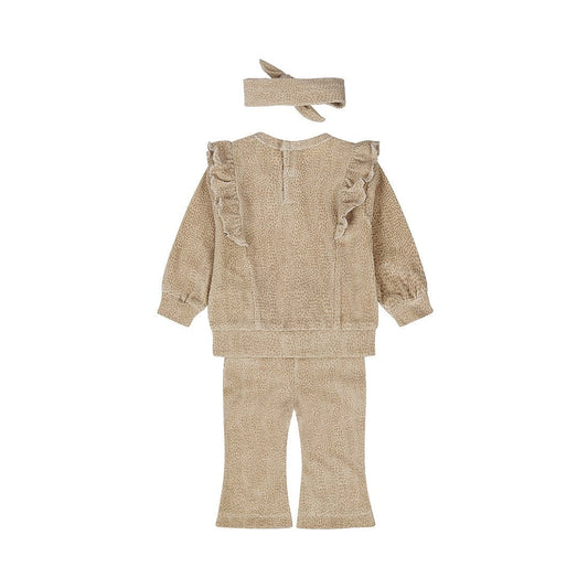 Dirkje Completo Neonata 3 Pezzi Maglia, Pantaloni e Fascia Beige O56342 - 8720815502187 - DarSaGiocattoli