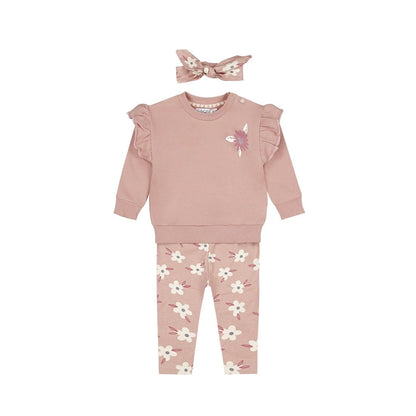 Dirkje Completo Neonata 3 Pezzi Maglione, Pantaloni e Fascia Rosa Tenue O56421 - 8720815505683 - DarSaGiocattoli