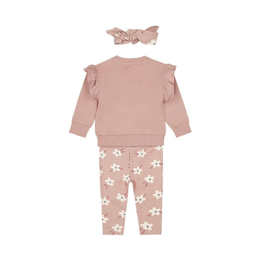 Dirkje Completo Neonata 3 Pezzi Maglione, Pantaloni e Fascia Rosa Tenue O56421 - 8720815505683 - DarSaGiocattoli