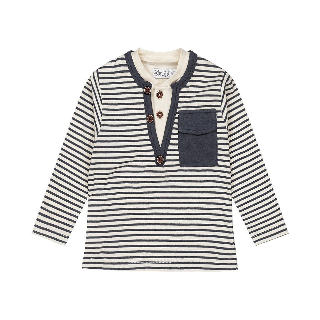 Dirkje Maglia a Manica Lunga Bambino Blu Navy Con Strisce Bianco Sporco 56608 - 8720815512292 - DarSaGiocattoli