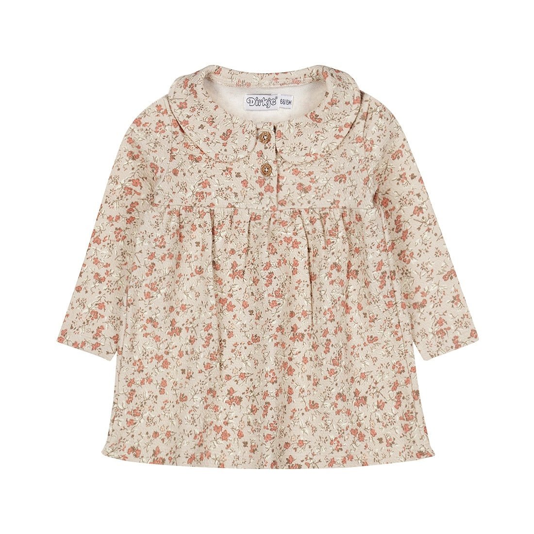Dirkje Vestito Neonata Beige Con Fiori Rosa O56398 - 8720815504686 - DarSaGiocattoli