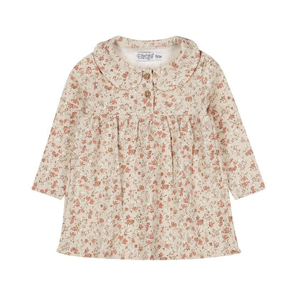 Dirkje Vestito Neonata Beige Con Fiori Rosa O56398 - 8720815504686 - DarSaGiocattoli