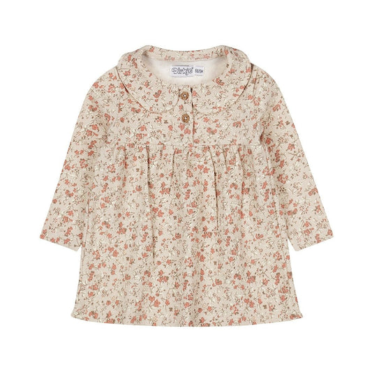 Dirkje Vestito Neonata Beige Con Fiori Rosa O56398 - 8720815504686 - DarSaGiocattoli