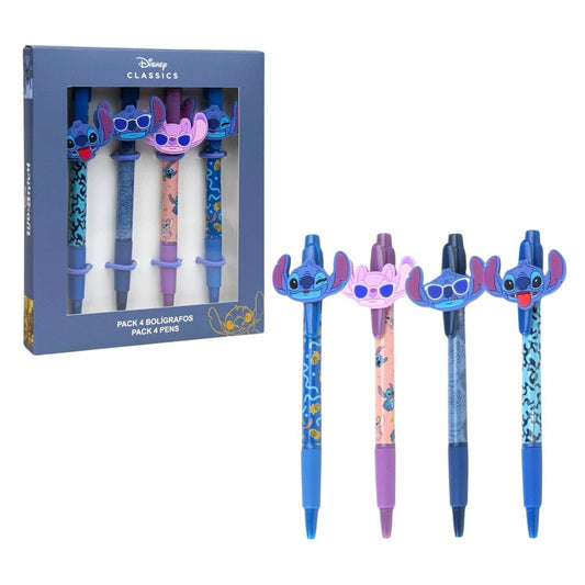 Disney Lilo e Stitch Penne Confezione da 4 Penne Inchiostro Nero Cerdà 41090 - 5060939929952 - DarSaGiocattoli
