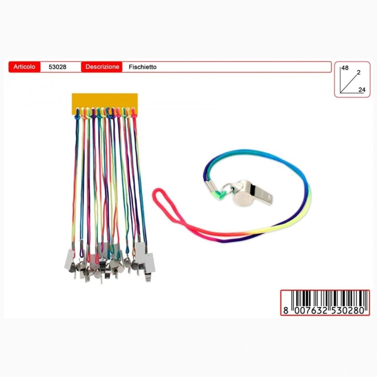 Fischietto Metallo con Corda Fluo Toys Garden 53028 - 8007632530280 - DarSaGiocattoli